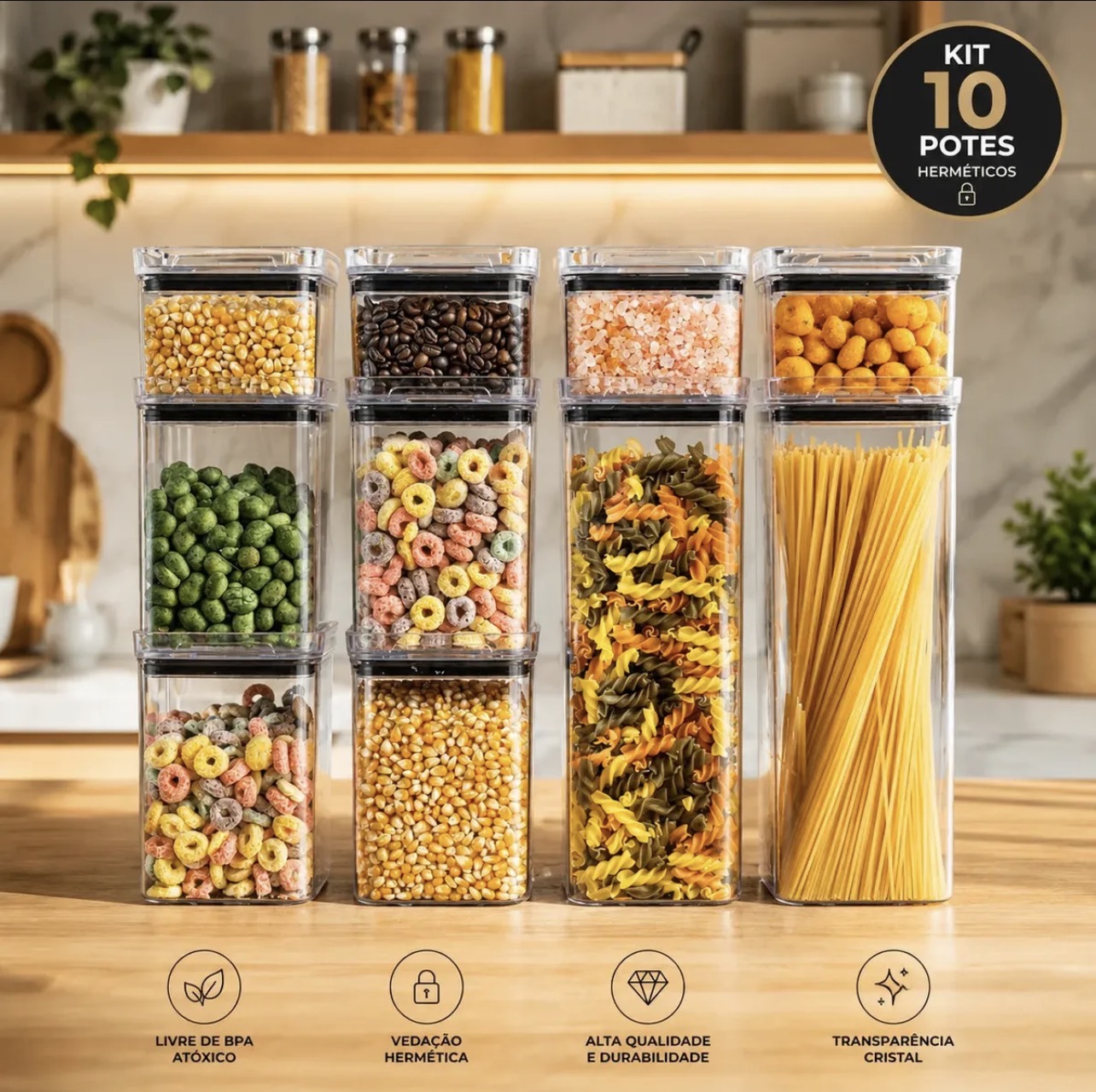 Kit 10 Potes para mantimentos