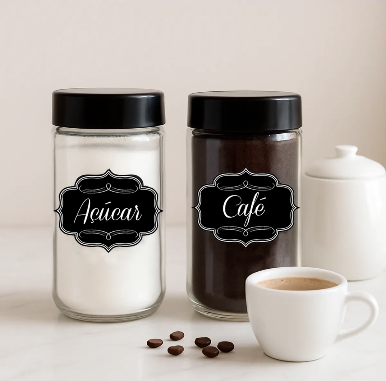 Potes para café e açúcar